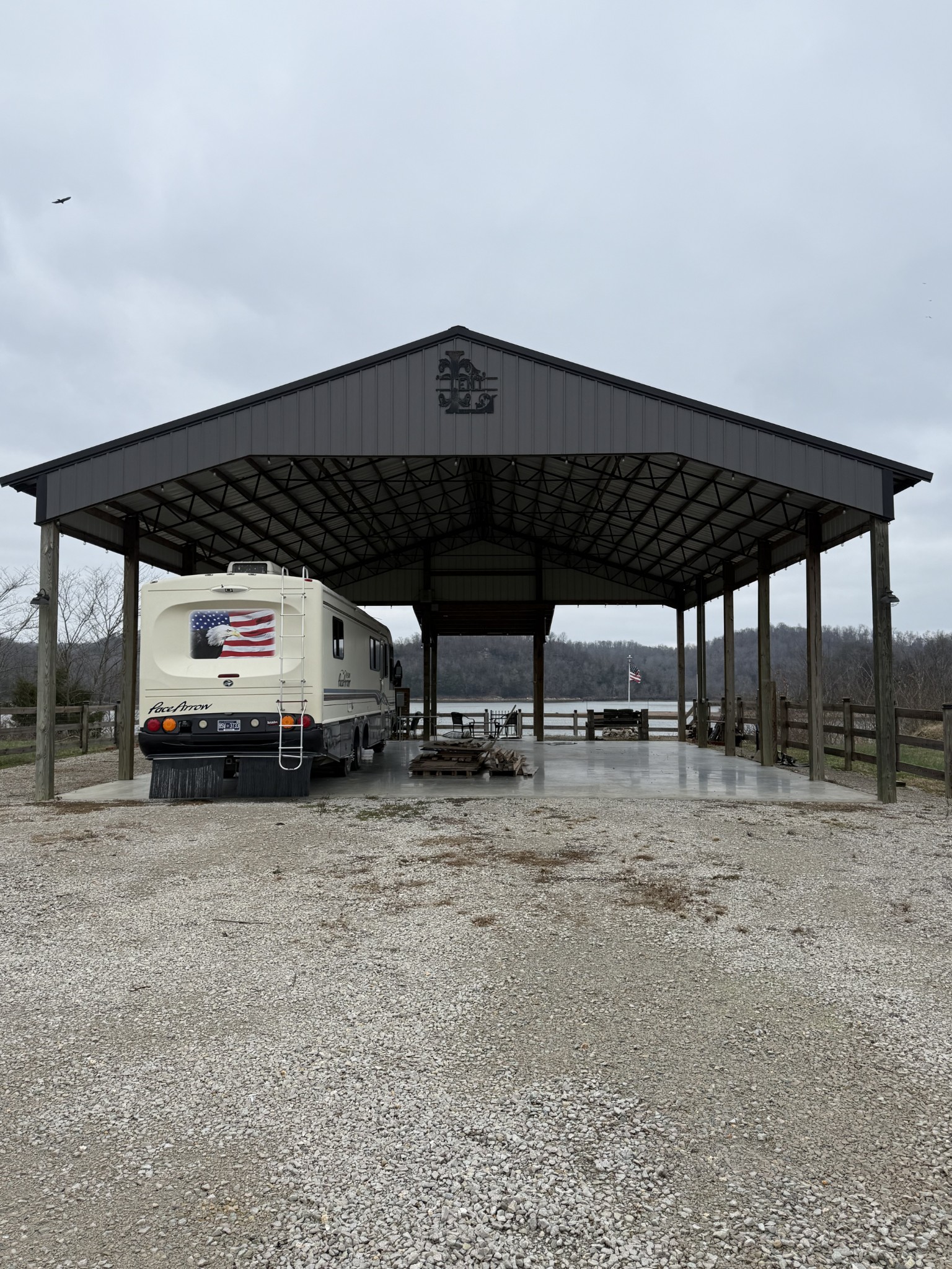 a view of car parked in garage