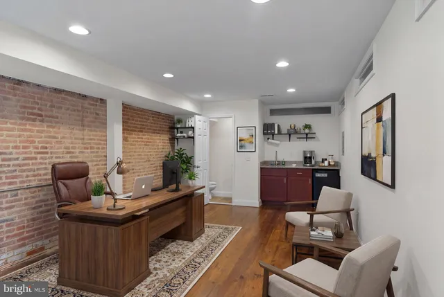 a living room with furniture