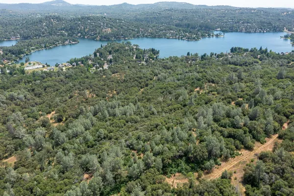 a view of a lake with mountain