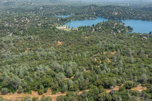 a view of a lake from a yard
