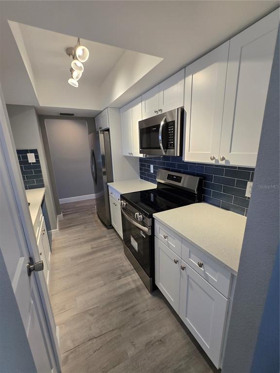 4836 Onyx Lane, Unit B New Port Richey, FL 34652 - Photo 6 of 13 a kitchen with stainless steel appliances a stove microwave and sink