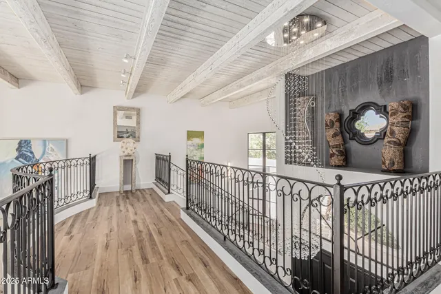 a view of a lake with palm trees