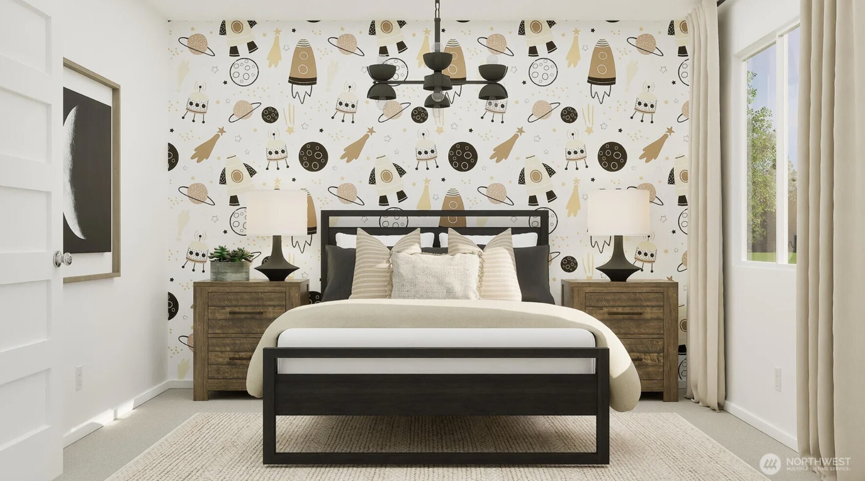 153 Moonshadow Lane Sequim, WA 98382 - Photo 16 of 16 a bedroom with a bed and a mirror