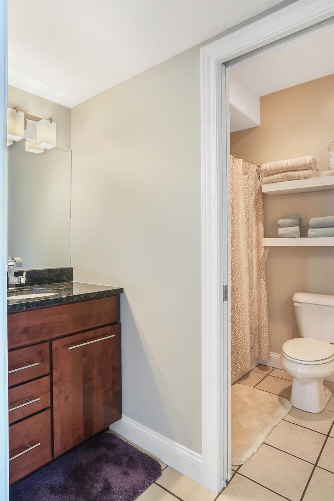 1411 Cross Creek Road Mahomet, IL 61853 - Photo 61 of 70 a bathroom with a granite countertop sink and a mirror