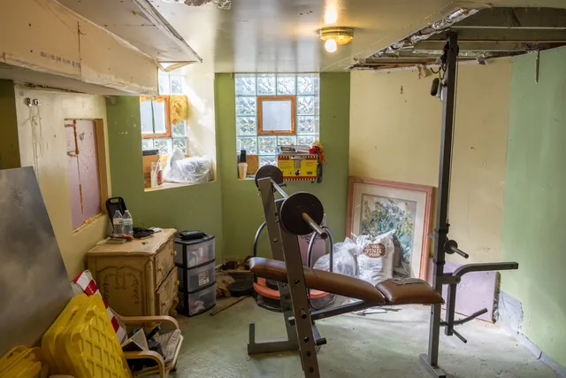 a view of a room with gym equipment