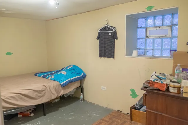 a bathroom with a mirror