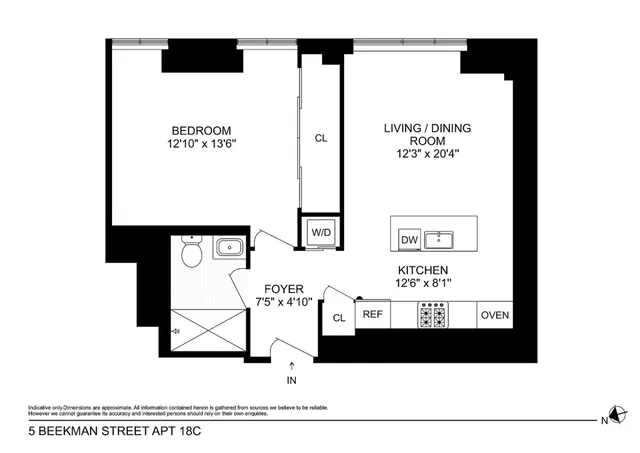 $1,250,000 | 5 Beekman Street, Unit 18C | Financial District