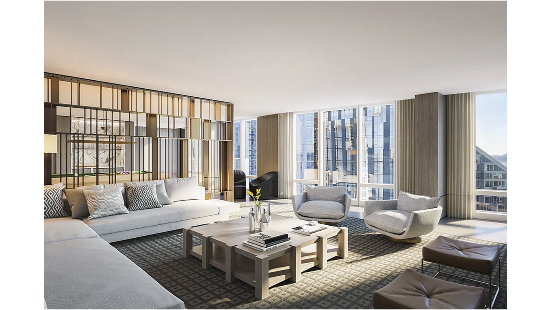30 Riverside Boulevard, Unit 36B Manhattan, NY 10069 - Photo 23 of 27 a living room with furniture and a large window