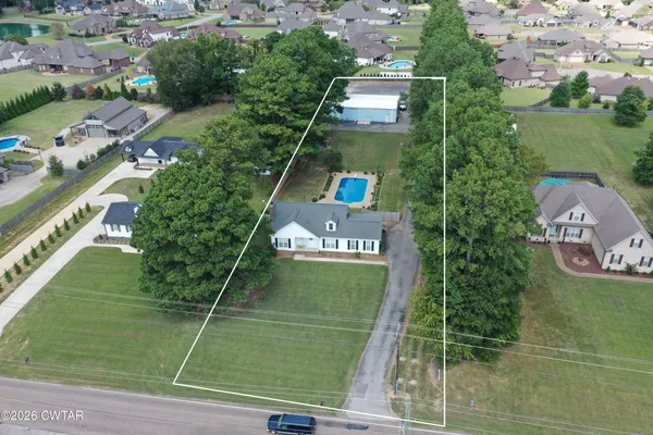 an aerial view of a house