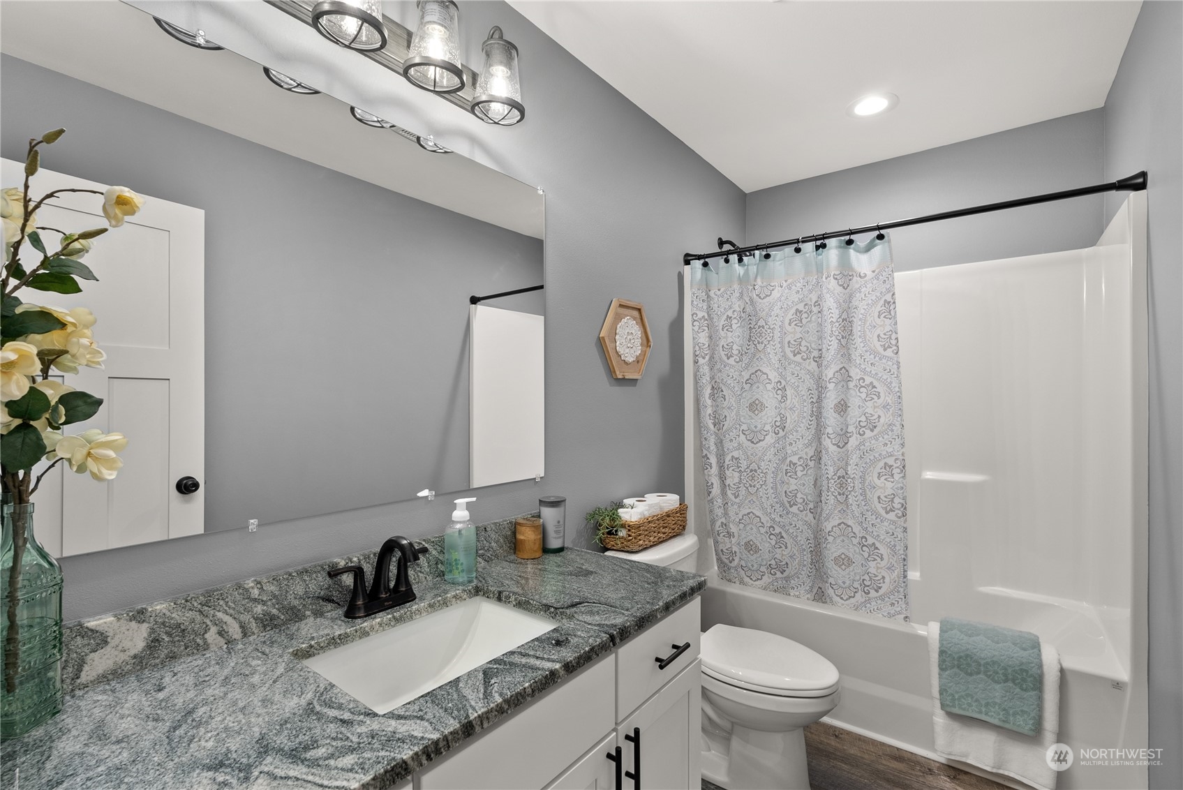 2915 Jackson Highway, Unit A Chehalis, WA 98532 - Photo 22 of 30 a bathroom with a granite countertop sink toilet and shower