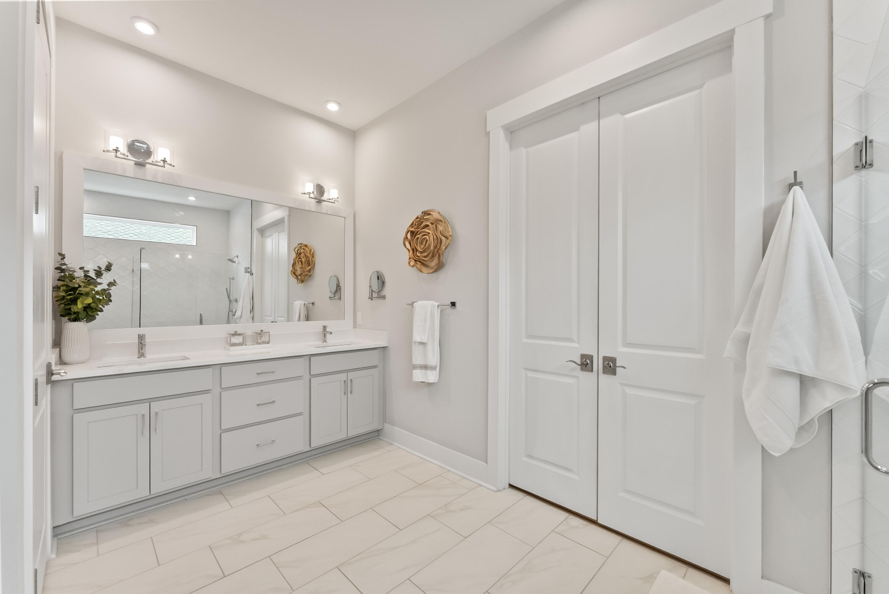 320 West Lafayette Rd Inlet Beach Inlet Beach, FL 32461 - Photo 33 of 90 a spacious bathroom with a double vanity sink a mirror and a shower