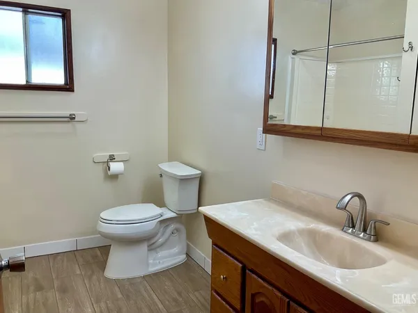 a bathroom with a sink toilet and vanity
