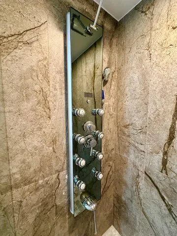 a bathroom with a shower