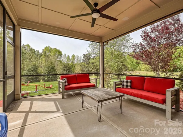 a living room with a large window