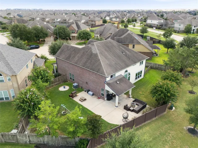 an aerial view of a house