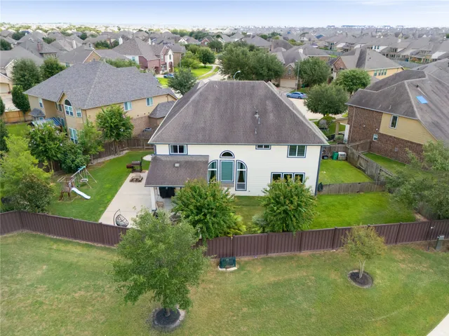 an aerial view of a house