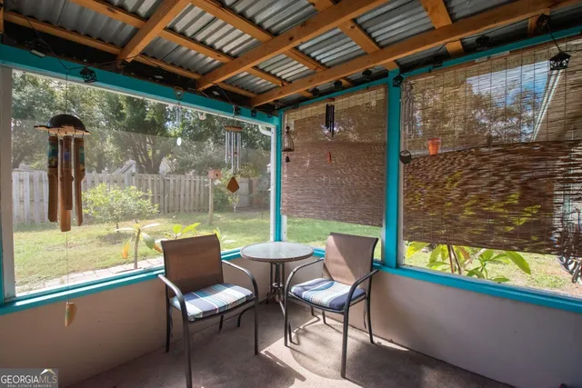 a outdoor view with a sitting space