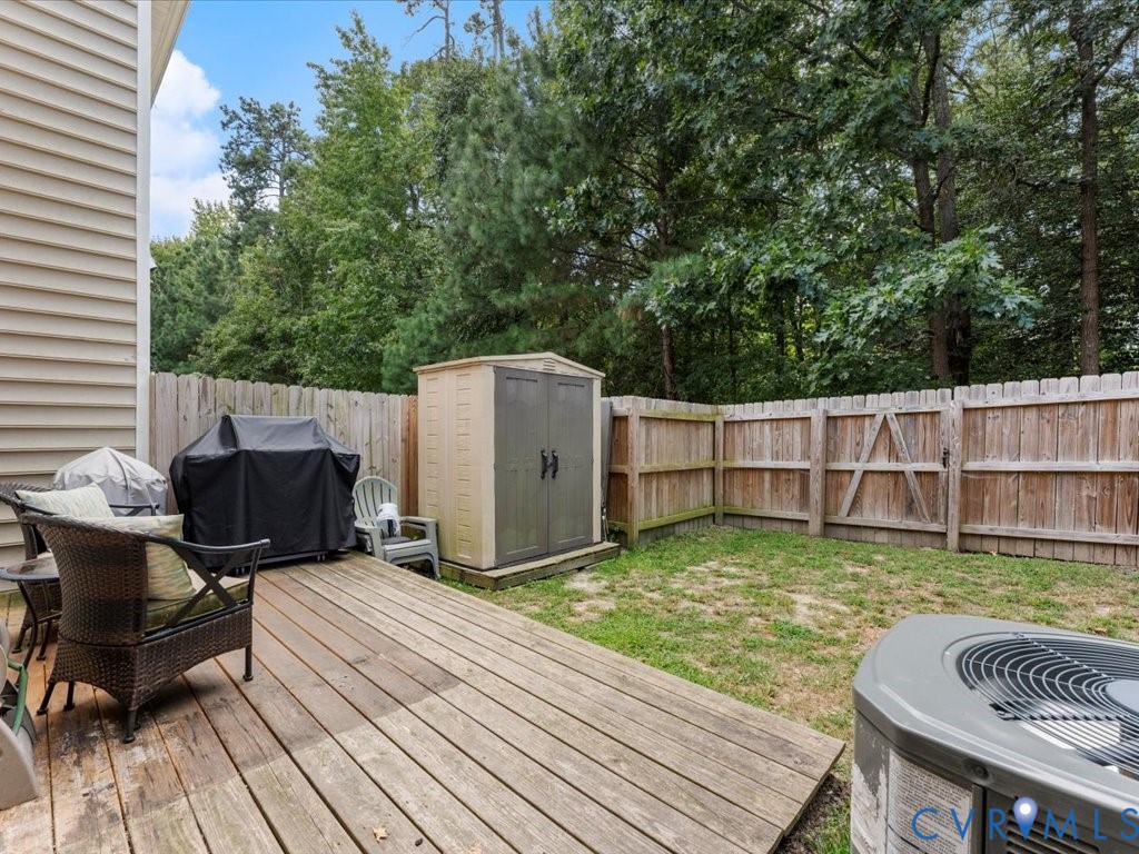 12137 Perdue Springs Loop Chester, VA 23831 - Photo 41 of 45 Wooden deck featuring a fenced backyard, a grill,