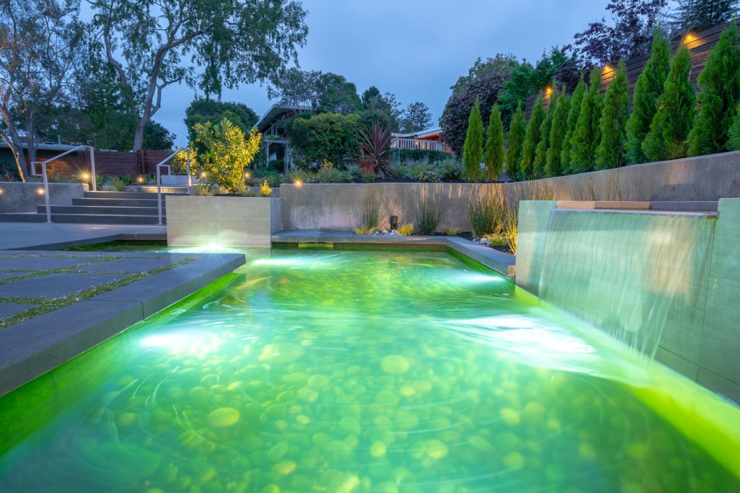 2841 Hillside Drive Burlingame, CA 94010 - Photo 31 of 38 a view of backyard with swimming pool and seating space