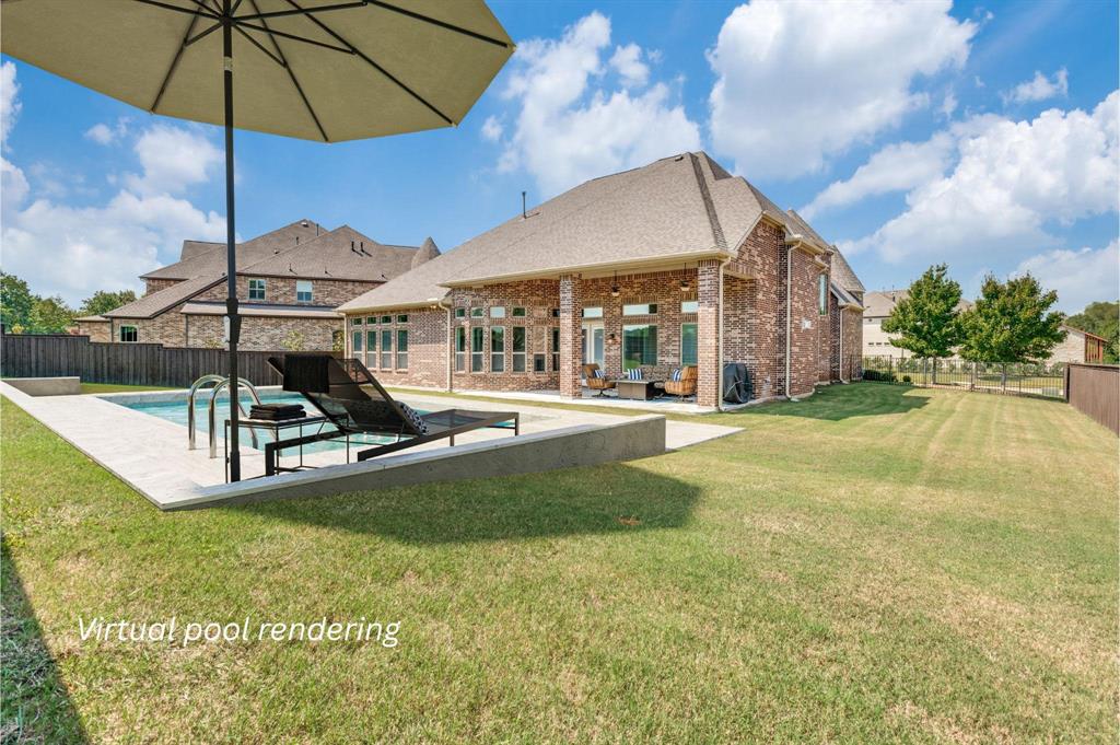 6809 Strauss Colleyville, TX 76034 - Photo 36 of 39 a view of a patio with a table and chairs under an umbrella