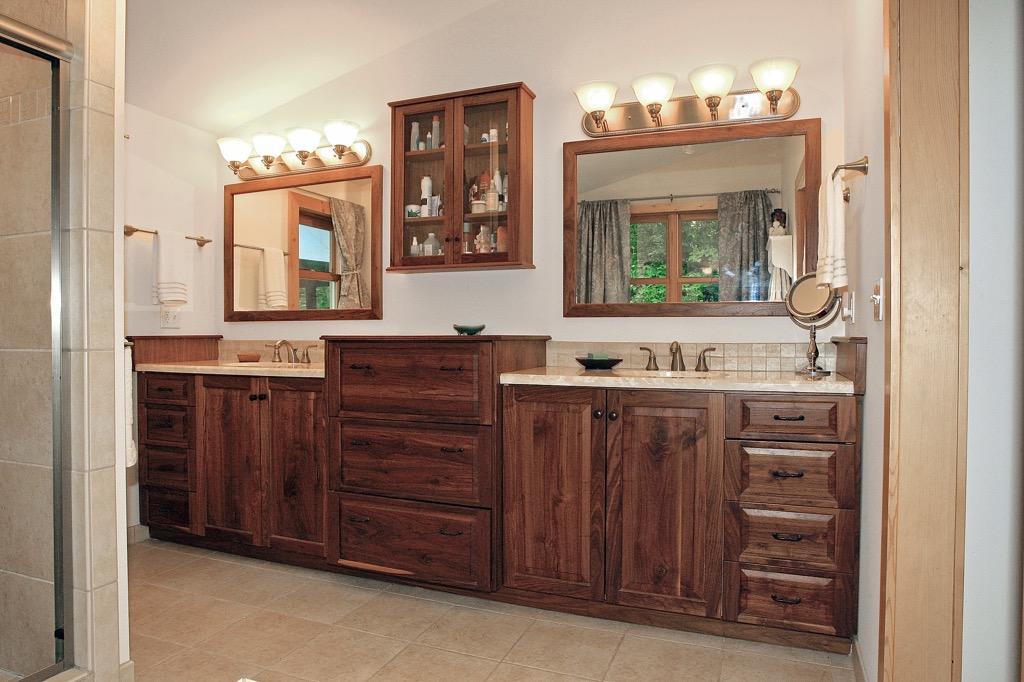 398 George Reed Lane Northwest Floyd, VA 24091 - Photo 22 of 61 a bathroom with a granite countertop sink and a mirror