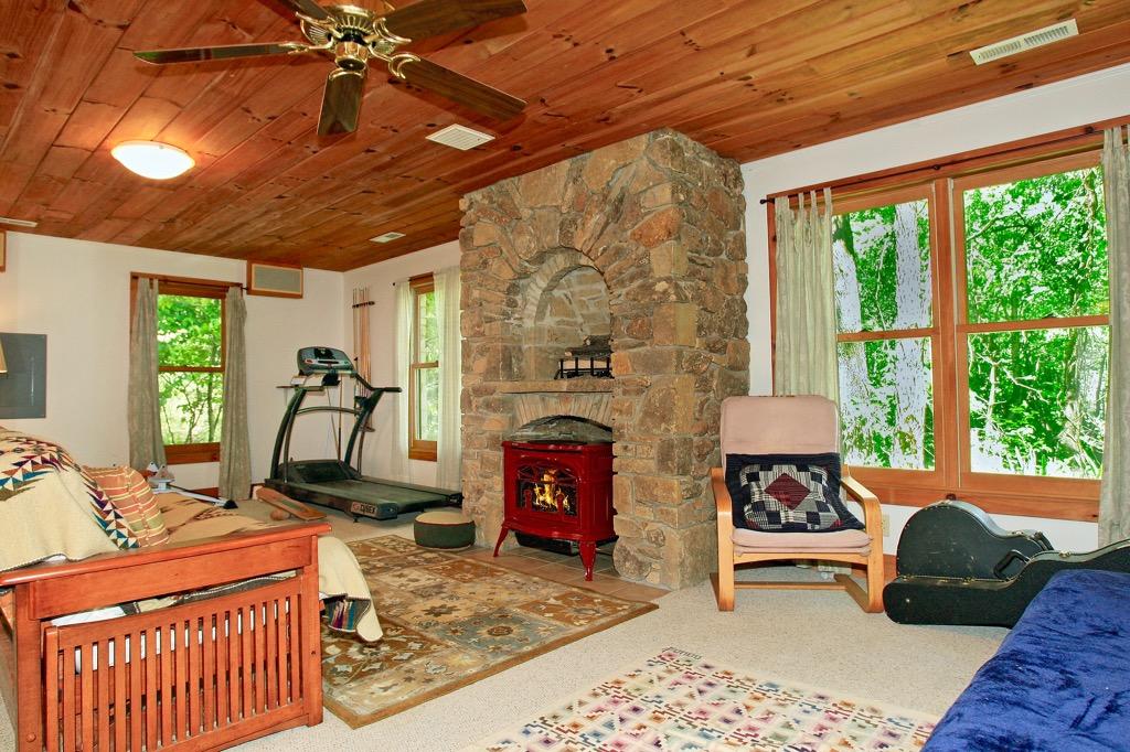 398 George Reed Lane Northwest Floyd, VA 24091 - Photo 39 of 61 a living room with furniture a fireplace and a flat screen tv