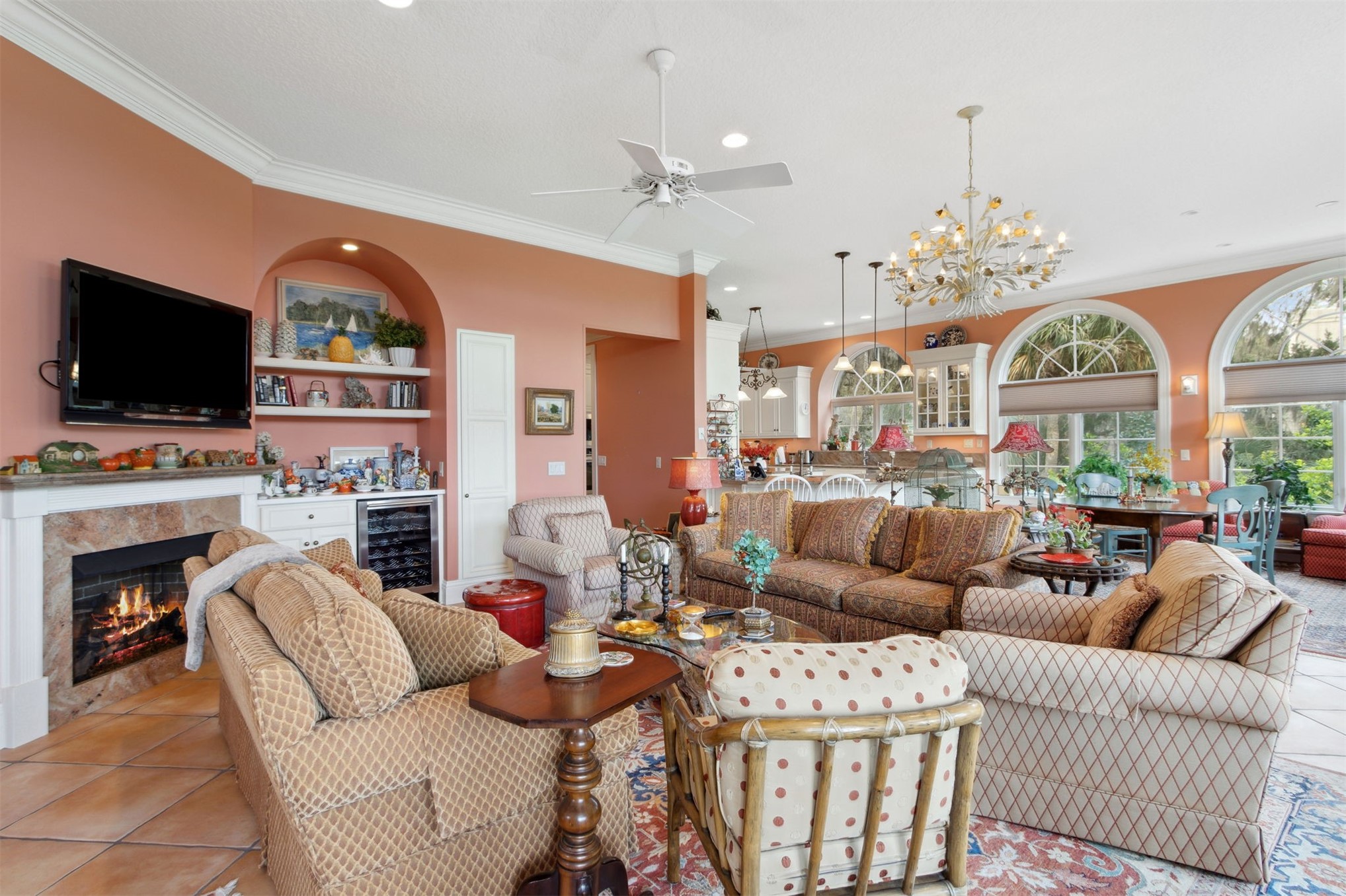 76 Marsh Creek Road Amelia Island, FL 32034 - Photo 21 of 100 a living room with furniture a fireplace and a flat screen tv