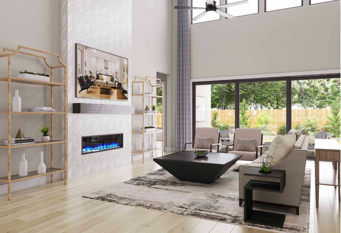 11911 Golden Cove Rosharon, TX 77583 - Photo 7 of 14 a living room with furniture and a fireplace