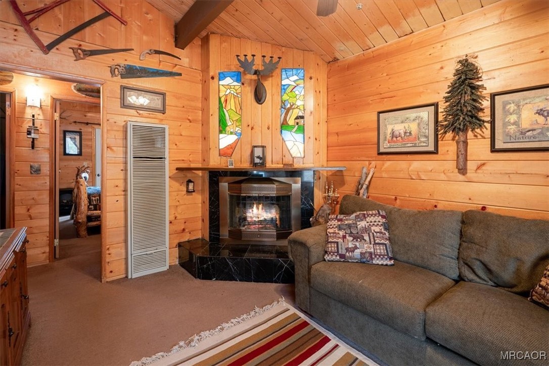 817 Maple Lane Sugarloaf, CA 92386 - Photo 7 of 23 a living room with furniture and a fireplace