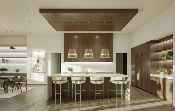 a view of a dining area with furniture