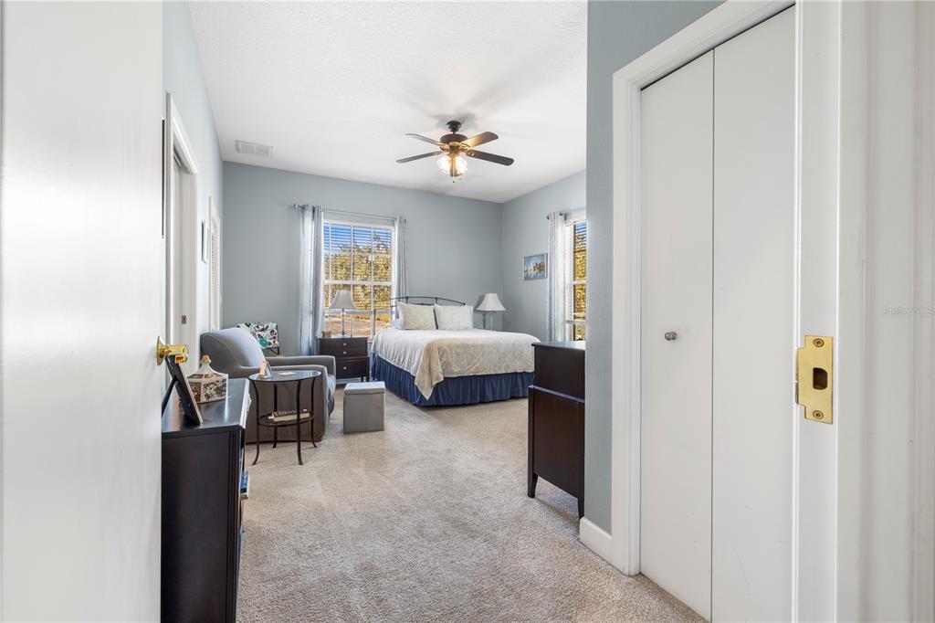 11951 Sheldon Road Tampa, FL 33626 - Photo 21 of 51 a bedroom with bed and a chandelier