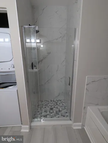 a bathroom with a tub