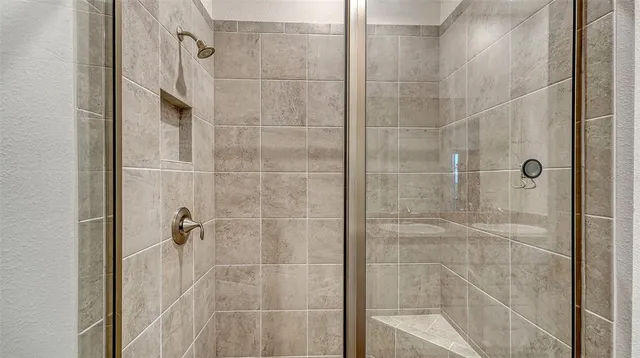 a bathroom with a shower