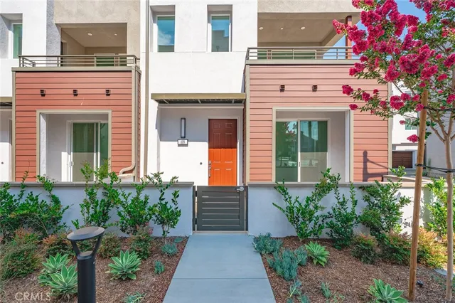 a view of a potted flower in front of a door