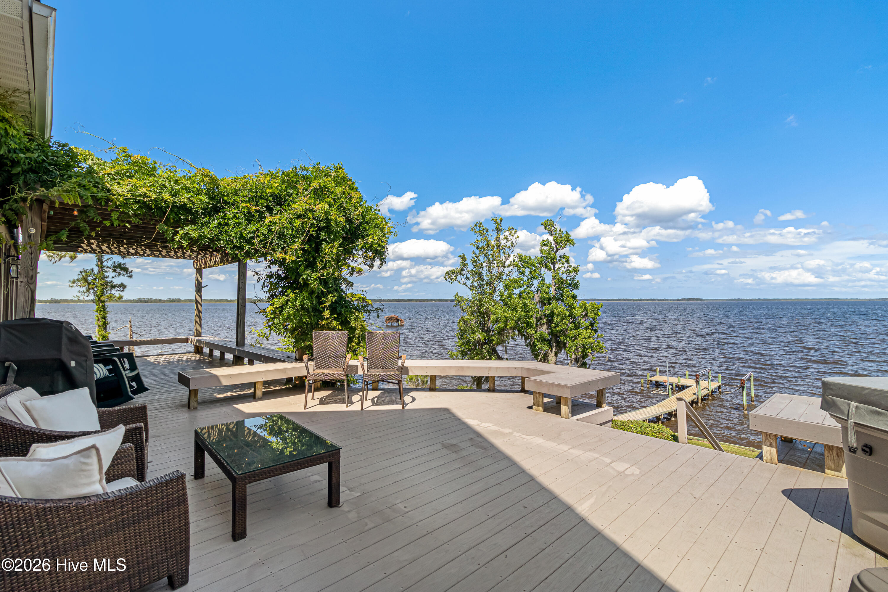 4100 North Rivershore Drive New Bern, NC 28560 - Photo 40 of 87 Expansive Waterfront Deck & Seating Area