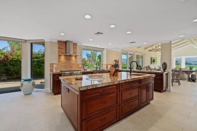 a kitchen with lots of counter top space