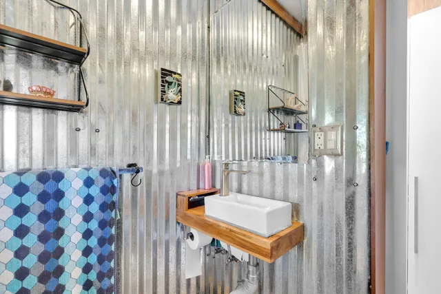 a balcony with a stove