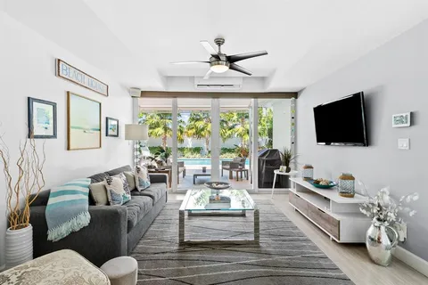 a living room with fireplace furniture and a flat screen tv