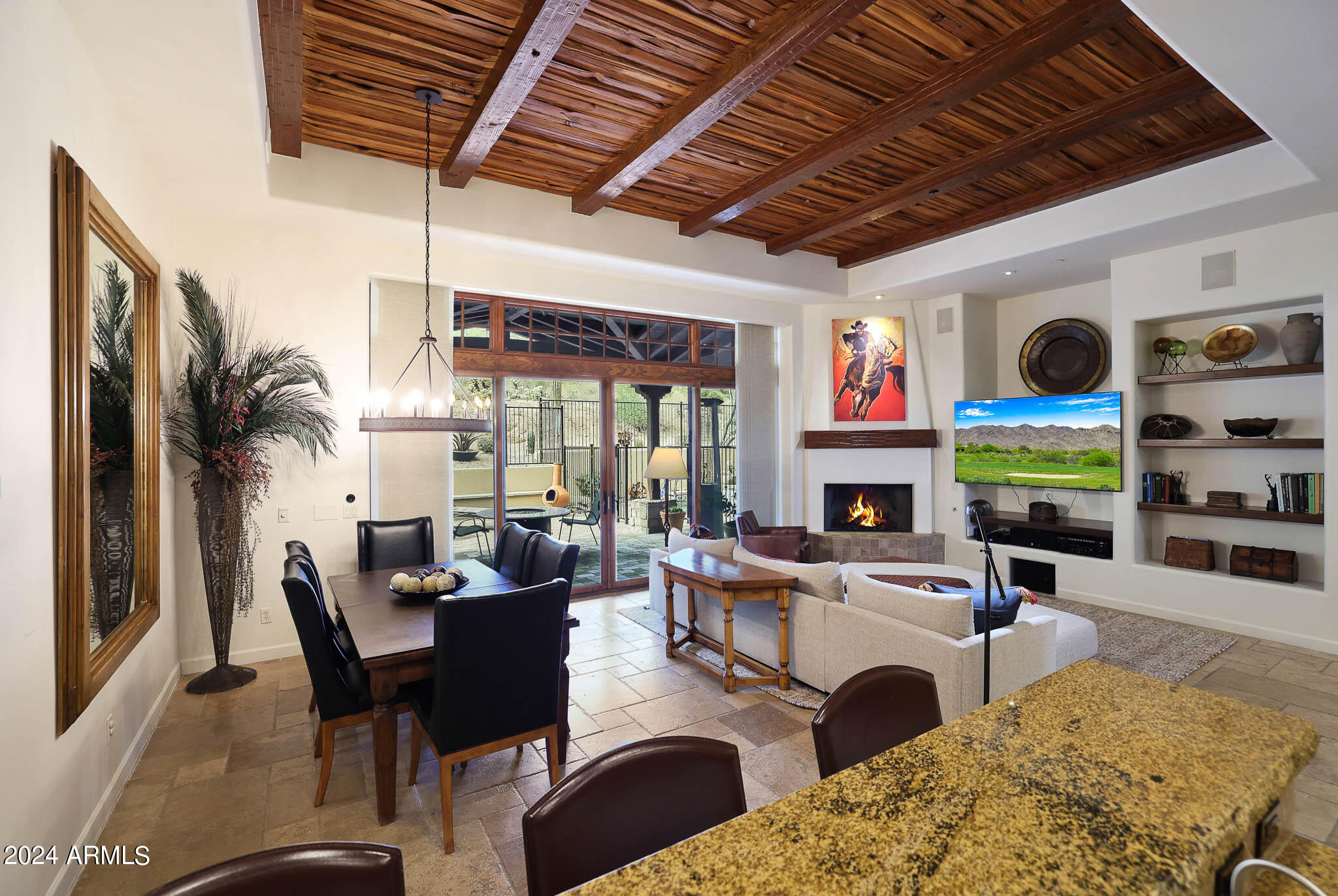 27440 North Alma School Parkway, Unit 363 Scottsdale, AZ 85262 - Photo 20 of 53 a living room with fireplace furniture and a large window