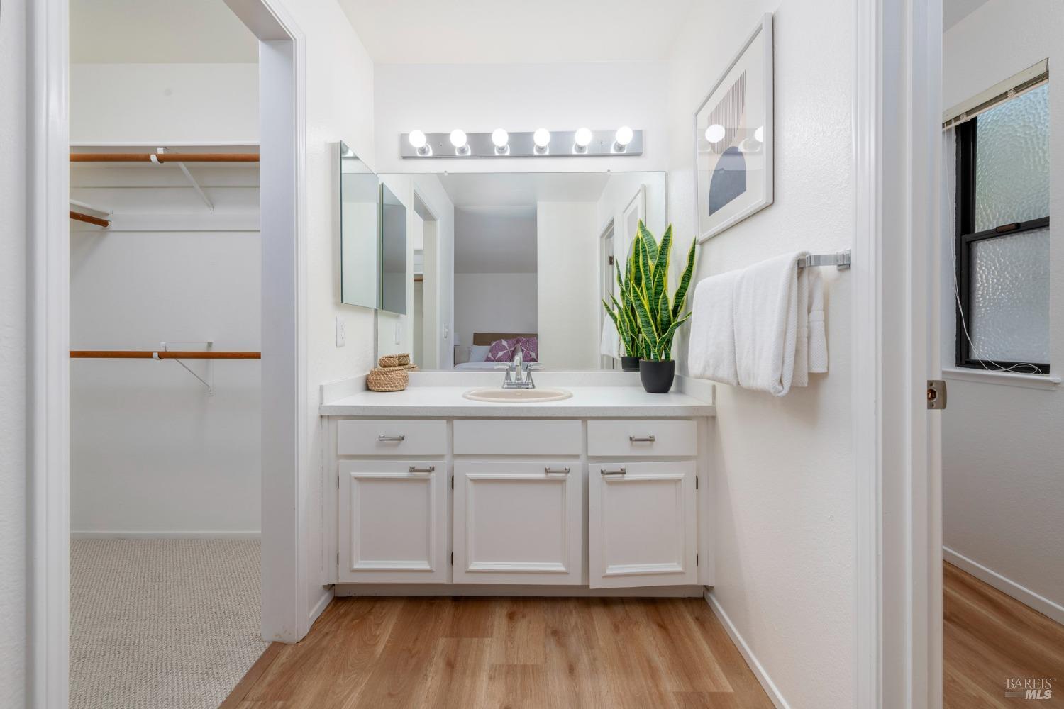 968 Arlene Way Novato, CA 94947 - Photo 26 of 32 a bathroom with a sink a mirror and a shower