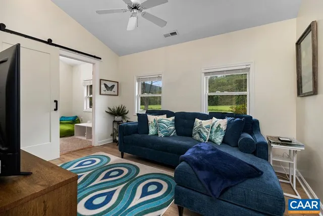 a bedroom with a bed