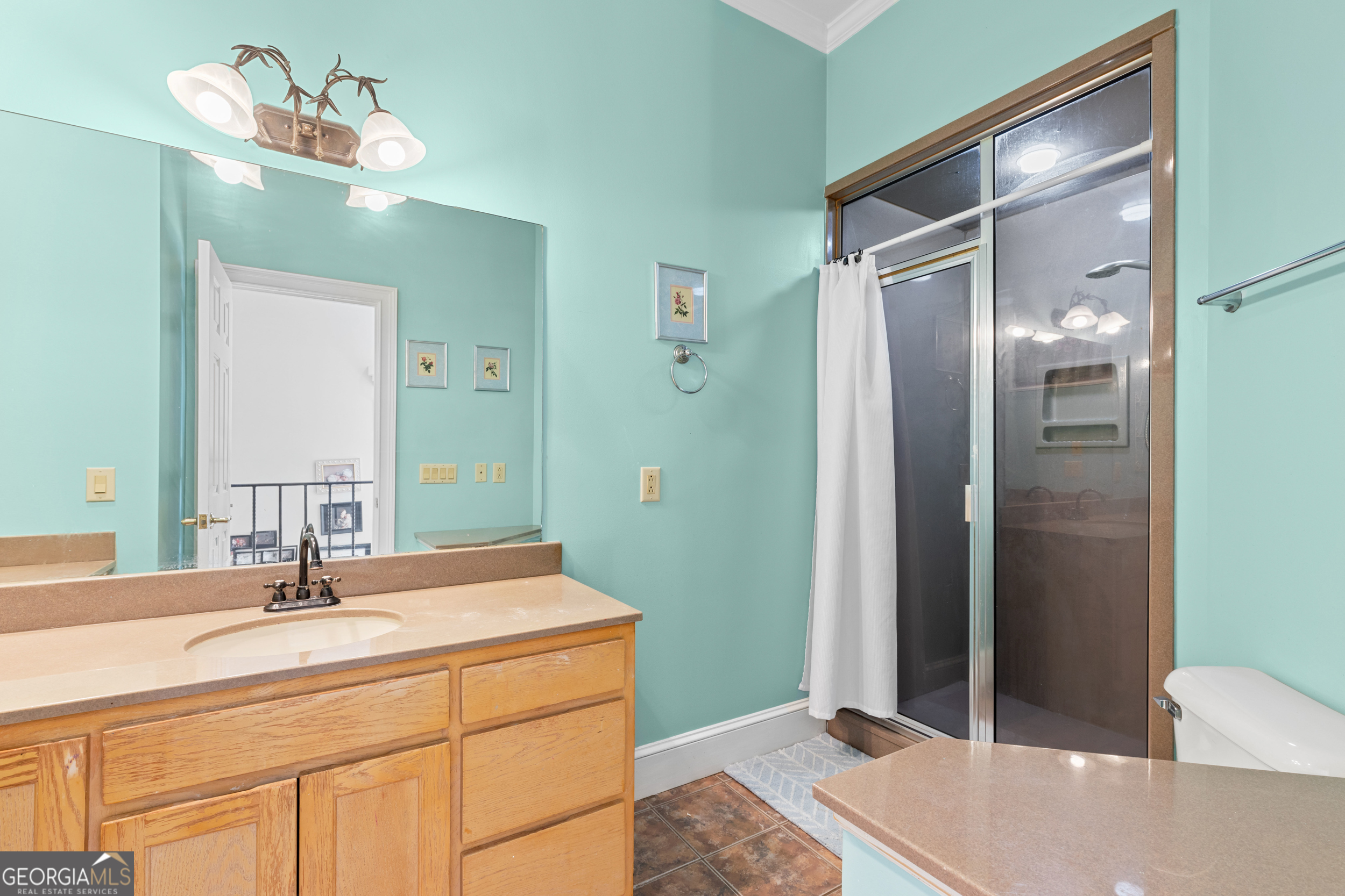 593 Cross Creek Drive Toccoa, GA 30577 - Photo 31 of 55 a bathroom with a sink and a mirror