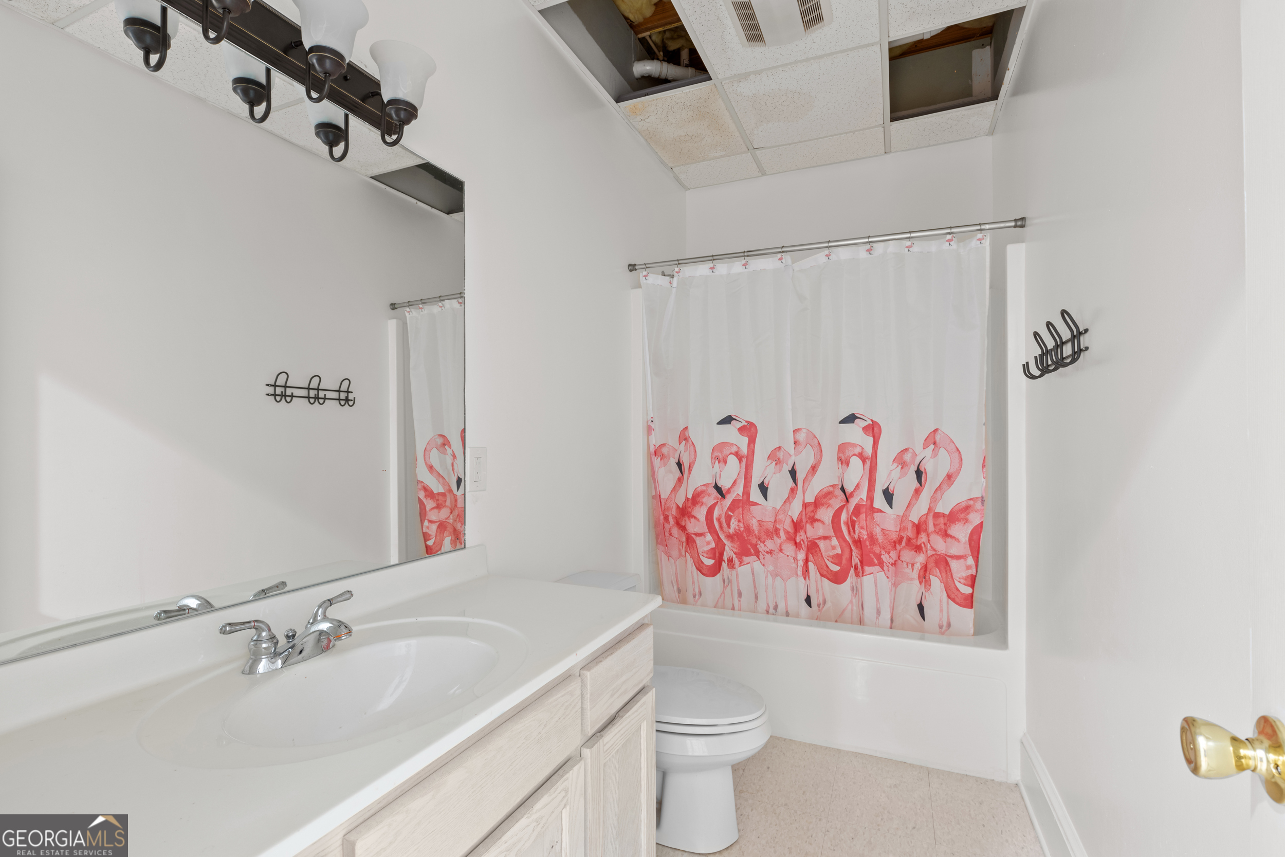593 Cross Creek Drive Toccoa, GA 30577 - Photo 35 of 55 a bathroom with a sink a mirror and a toilet