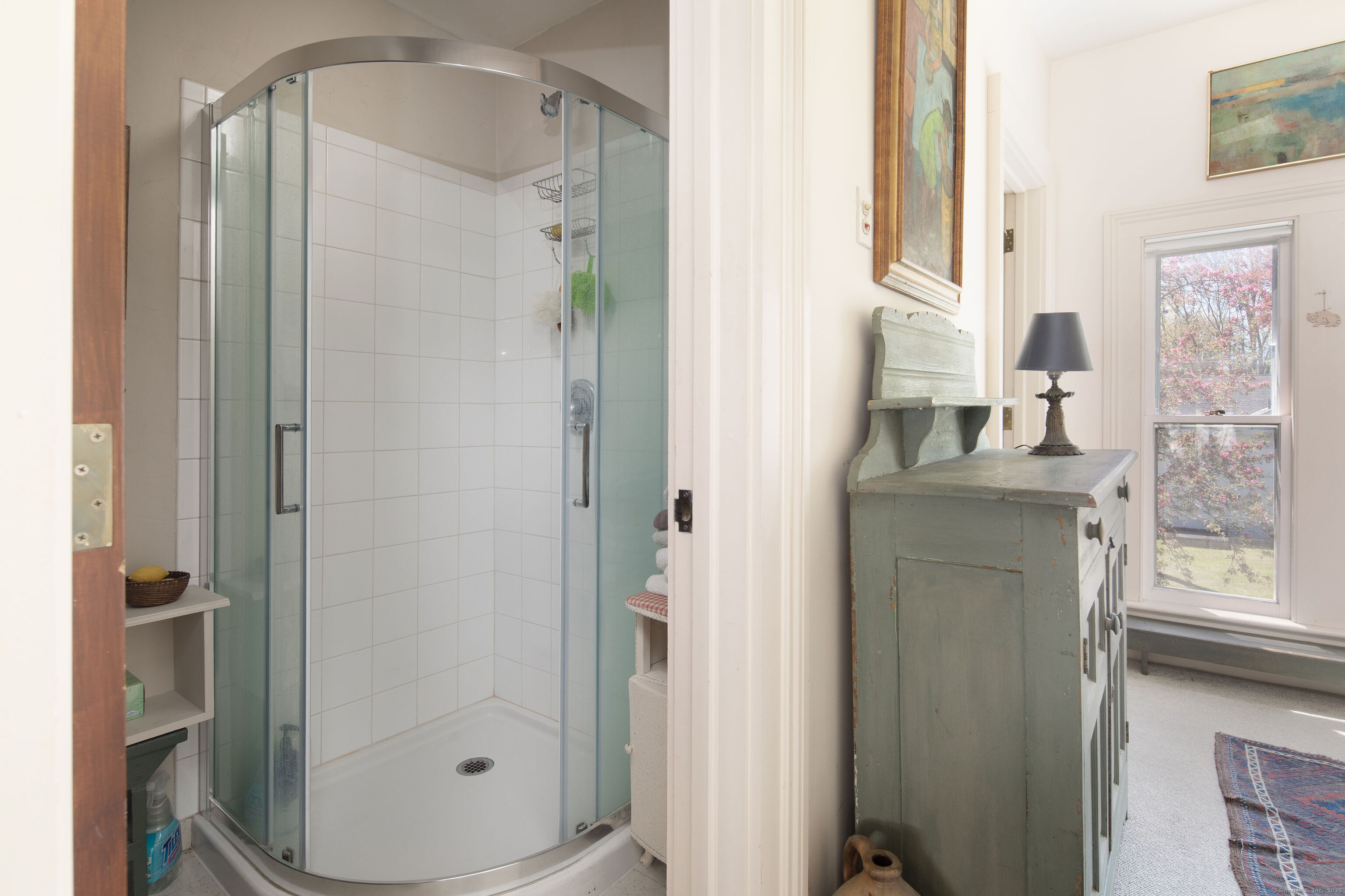 308 Main Street Salisbury, CT 06039 - Photo 31 of 35 a bathroom with a granite countertop shower mirror and a sink