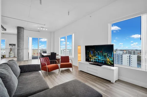 a living room with furniture and a flat screen tv