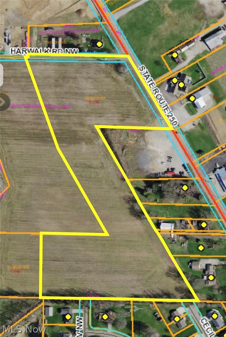 250 Northwest State Route Strasburg, OH 44680 - Photo 3 of 3 Aerial map of property and surrounding area featuring property parcel outlined