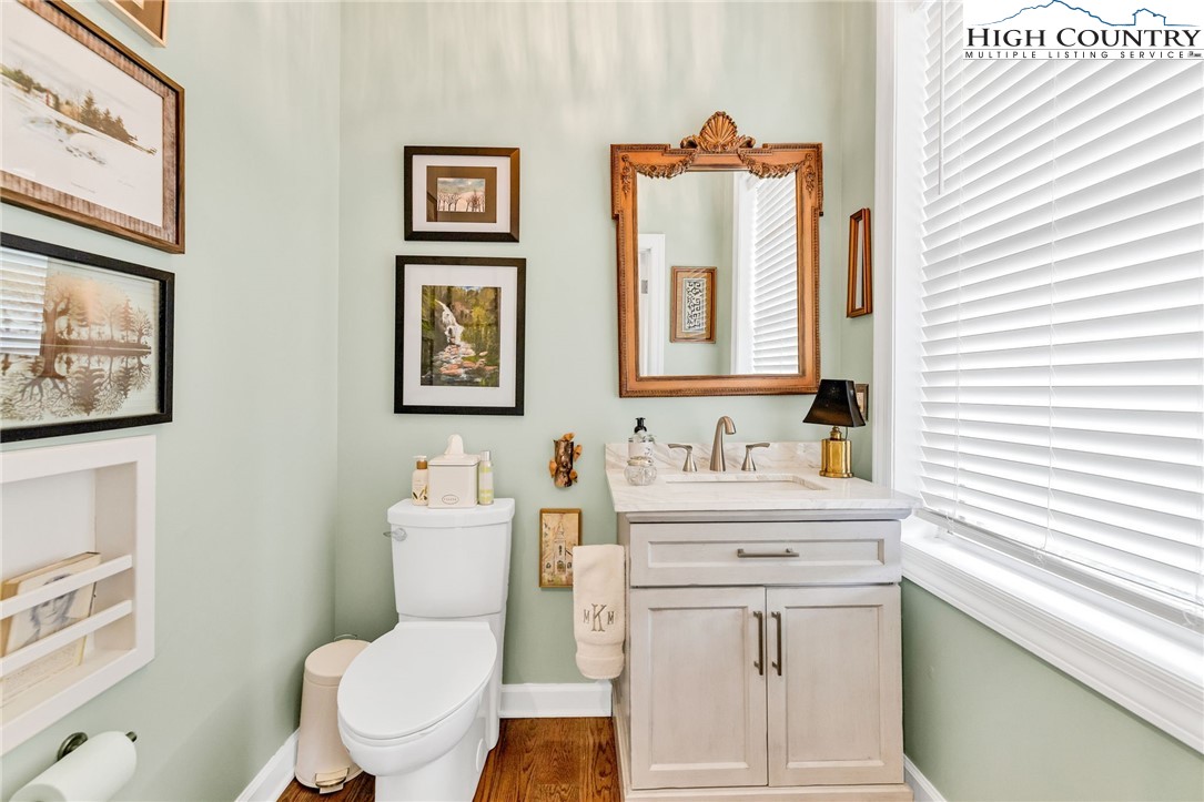 342 Birkdale Ridge Jefferson, NC 28640 - Photo 20 of 50 a bathroom with a toilet a sink and a mirror