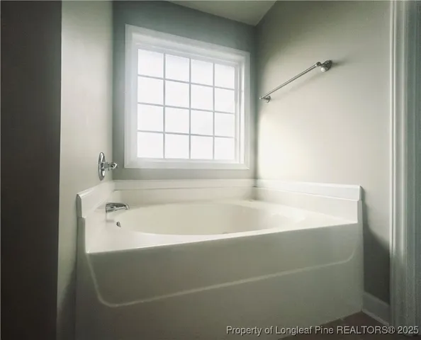 a bathroom with a bathtub