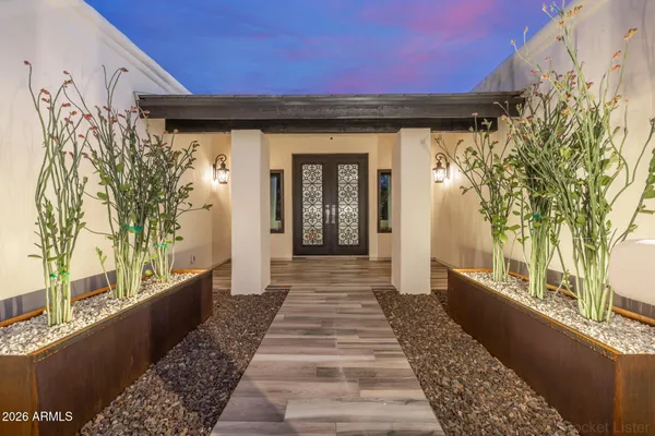 a front view of a house with entryway