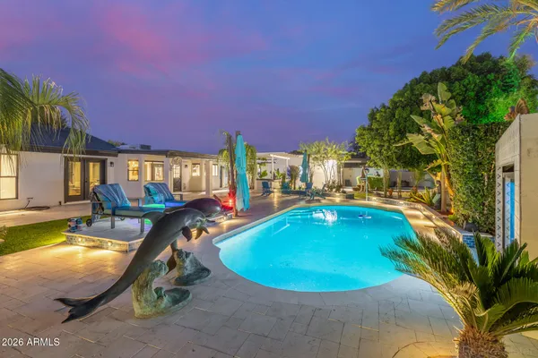 a view of a garden with an outdoor space